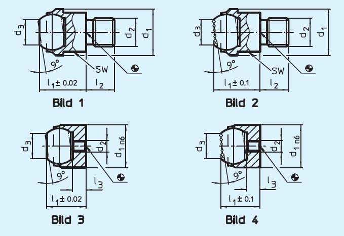 Halder 22730.0012 Pendelauflage Ø 13 x M 6 mit Außengewinde, Kugel  abgeflacht  Auflagefläche plan, Stahl - EH 22730 Pendelauflagen