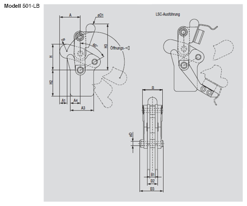 DESTACO 501-B Vertikalspanner Haltekraft 2000 N - 2500 N, Öffnungswinkel 200° - 501-LB Vertikalspanner - Langer Fuss