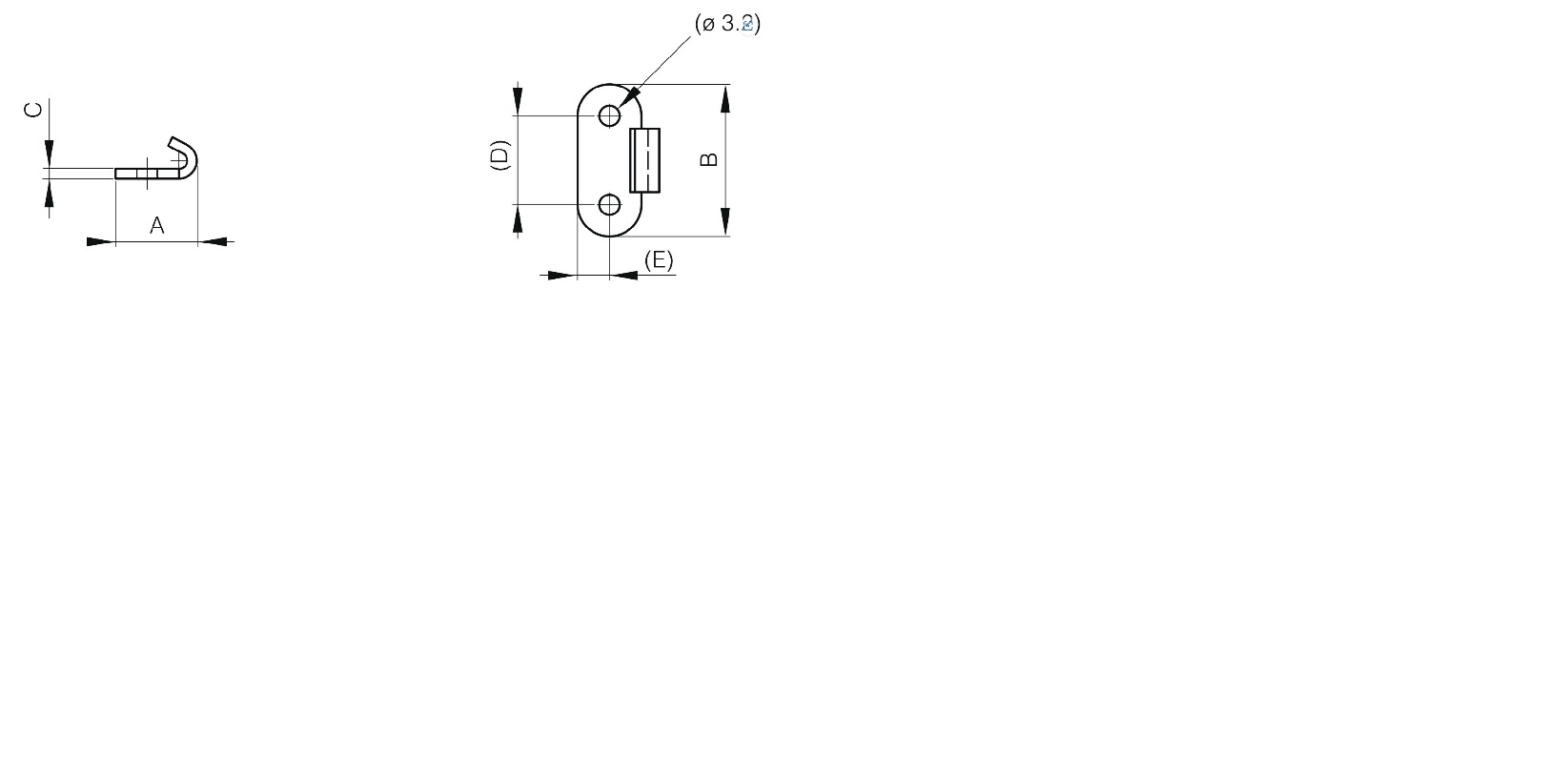PINET 16-7-3414 Schließbleche für Verschlüsse, Stahl verzinkt - Schliessbleche fuer Verschluesse Zeichnung