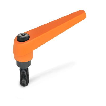 Ganter 101-14-M5-12-OS VERST. KLEMMHEBEL MIT SCHRAUBE, ORANGE - GN-101-Verstellbare-Klemmhebel