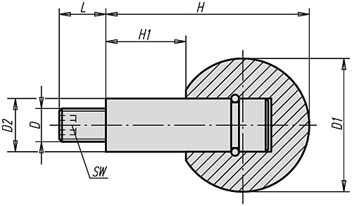 Kipp K0726.061 KUGELGRIFF DREHBAR M6, - KIPP K0726 Kugelgriffe drehbar