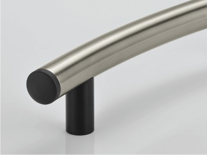 Leschhorn GM-30.C400.33   gebogene Maschinengriffe Rohr 30 x 1,5 mm, A 400, Halterung Alu, Endkappe PA6 schwarz   Schenkel schwarz, Rohr Edelstahl - Leschhorn GM-30 gebogene Maschinengriffe in modernem Design - GM-30C