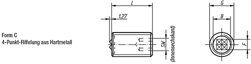 Norelem 07117-50204 GRIPPER VERSTELLBAR FORM C, L=50, G=M20 - Norelem 07117-C Grippers verstellbar Form C