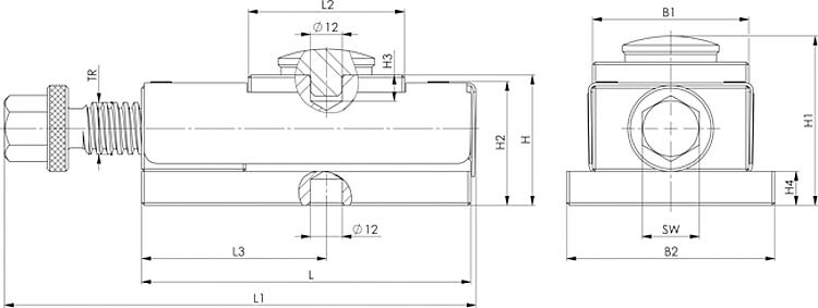 AMF 6465-55 Präzisionsrichtkeil-Höhenkeil, Größe : 55, H min.: 50, H max.: 55, F max.: 40 kN - LE 6465 Praezisionsrichtkeil-Hoehenkeil -Skizze