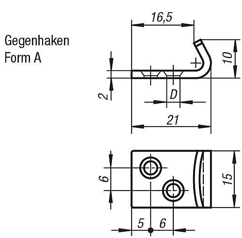 Kipp K0050.9135211 GEGENHAKEN ZU SPANNVERSCHLUSS, FORM A, STAHL - KIPP K0050-GHA Gegenhaken Form A