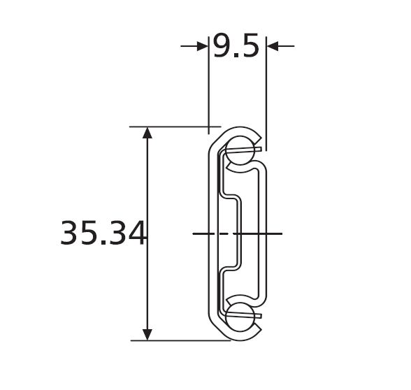 Accuride DS2028-0030 Edelstahl Teleskopschienen 75% Teilauszug, 9,5x35,34, SL 300, TR 209, 65kg - 2028 Accuride Teleskopschiene Edelstahl Profil