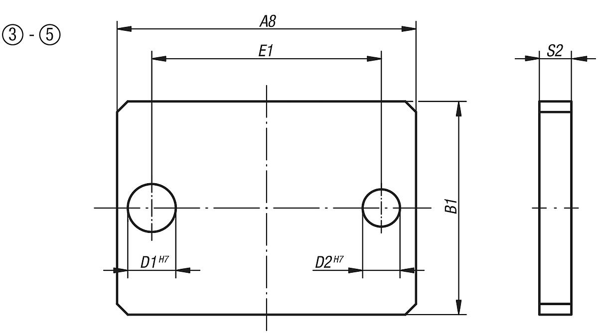 Norelem 08570-05 BOHRPLATTE DIN 6348  GR. 5 !!! AUSLAUFARTIKEL !!! NUR NOCH LAGERABVERKAUF !!! - NLM 08570-GR3-6 Bohrplatten DIN 6348 erweitert Groesse 3 bis 6 - Massblatt