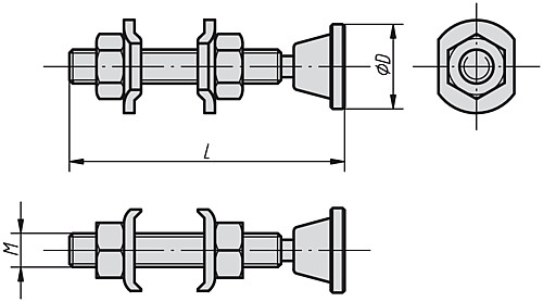 Kipp K0102.05035 ANDRUCKSPINDEL MIT GELENKFUSS, M5, L=35 - KIPP K0102 Andruckspindeln mit Gelenkfuss