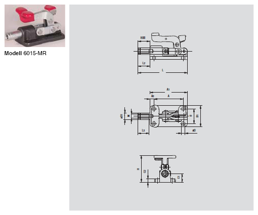 DESTACO 6015-M Schubstangenspanner Standard  Haltekraft 2500N, Hub 17,8mm - 6015 Schubstangenspanner Standard - mit Zollgewinde