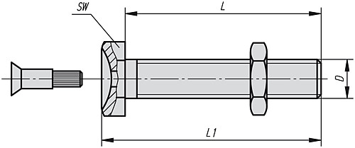 Norelem 27832-080251 GEWINDESPINDEL M8X25, F. STELLFUSS, ECO LINE - Norelem 27832 Gewindespindeln fuer Stellfuesse ECO Line aus Stahl oder Edelstahl
