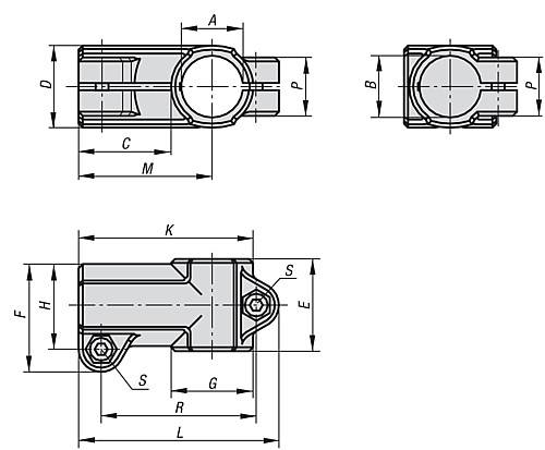 Kipp K0475.51212 WINKELKLEMMSTÜCK ALUMINIUMGUSS, FORM A, A=12, B=12 - KIPP K0475 Winkelklemmstuecke - Aluminium