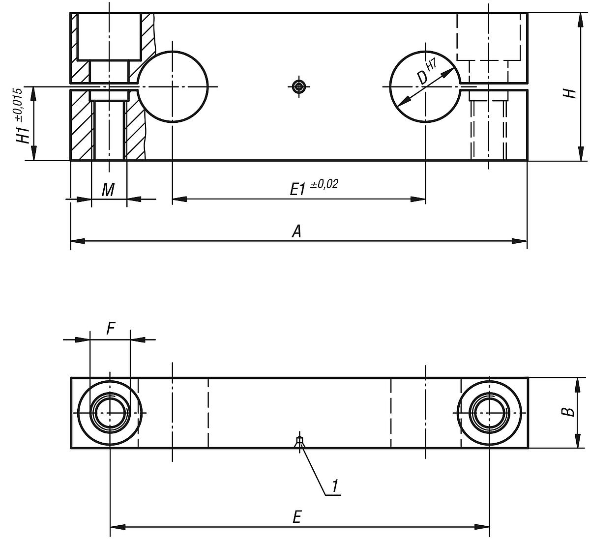 Norelem 21577-25 TRAVERSE BEWEGLICH D=25, - NLM 21577 Traversen beweglich - Massblatt