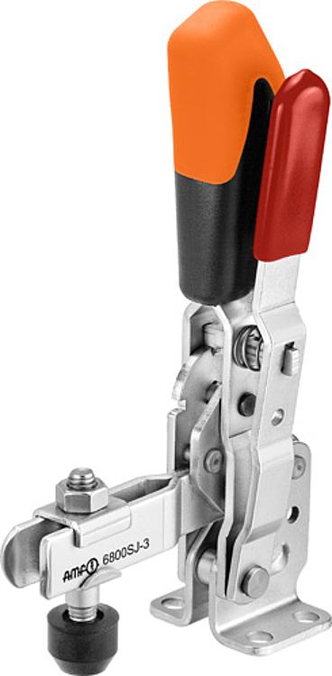 AMF 6800SJ-2 Senkrechtspanner mit orangefarbenem Handgriff und Sicherheitsverriegelung, Größe : 2, F1: 1,0 kN, F2: 1,2 kN - LE 6800SJ Senkrechtspanner mit orangefarbenem Handgriff und Sicherheitsverriegelung-Abbildung