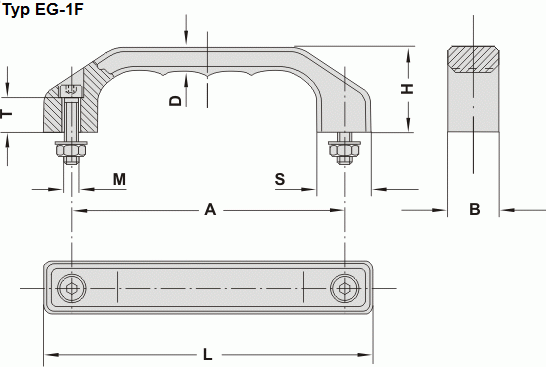 Leschhorn EG-1F-140-36  massive Edelstahl Bügelgriffe frontseitige Befestigung A 140,  mattglänzend elektropoliert - Leschhorn EG massive Edelstahl Buegelgriffe