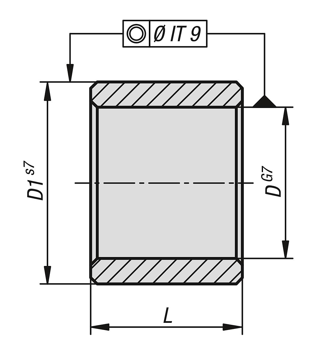 Norelem BP25-B3-6-6 Sinterbronze-Buchse, zylindrisch BP25 B - LE 09501 Sinterbronze-Buchse - zylindrisch BP25 B - Massblatt