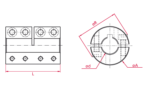 Leschhorn 09100 Schalenkupplung Stahl geschlitzt, ohne Nut, D1= 8 mm, - Schalenkupplung TZ
