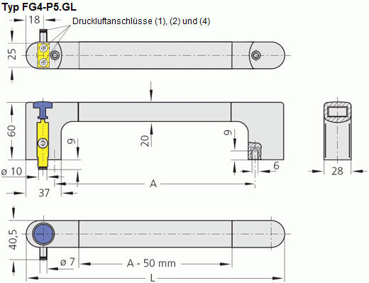 Leschhorn FG4-P5.GR300.11   Funktionsgriffe pneumatische Anwendungsbereiche 5/2 Wegeventil gerade Anschluß rechts A 300, - Leschhorn FG4-P Funktionsgriffe fuer pneumatische Anwendungsbereiche - Typ FG4-P5-GL