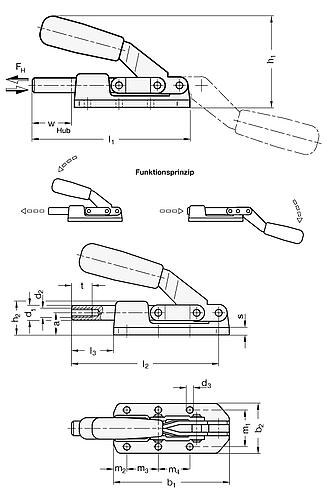 Ganter 842-160-AS SCHUBSTANGEN SPANNER FÜR DRUCK U.ZUGSPA. - GN 842 Schubstangen Spanner fuer Druck und Zugspannung-Skizze