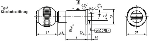 Kipp K0359.010 PRÄZISIONS ARRETIERBOLZEN D=10, KON. AUFNAHME, TYP A - KIPP K0359-A Praezisions Arretierbolzen mit konisch