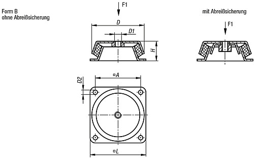 Norelem 27760-150060 MASCHINENFUSS, FORM B - Norelem 27760-B Maschinenfuesse Form B