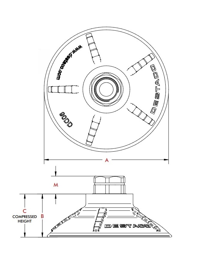 DESTACO VC-110DD-G38-PU60 Accelerate® Runde Glocken-Sauger - DESTACO VC-DD Accelerate Runde Glocken-Sauger-Skizze