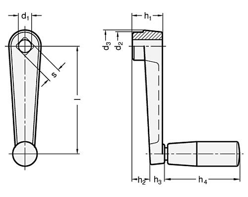 Ganter 471.1-100-B12 HANDKURBEL, ZINK DRUCKGUSS - GN 471-1 Handkurbeln - Zink Druckguss-Abbildung