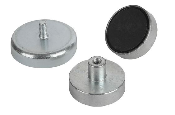 Norelem 09065-01 HALTEMAGNET FLACH, FORM B, MIT GEWINDEBUCHSE, FLACHGREIFER, - Norelem 09065-B Haftmagnete flach mit Gewinde -Flachgreifer- aus Hartferrit Form B