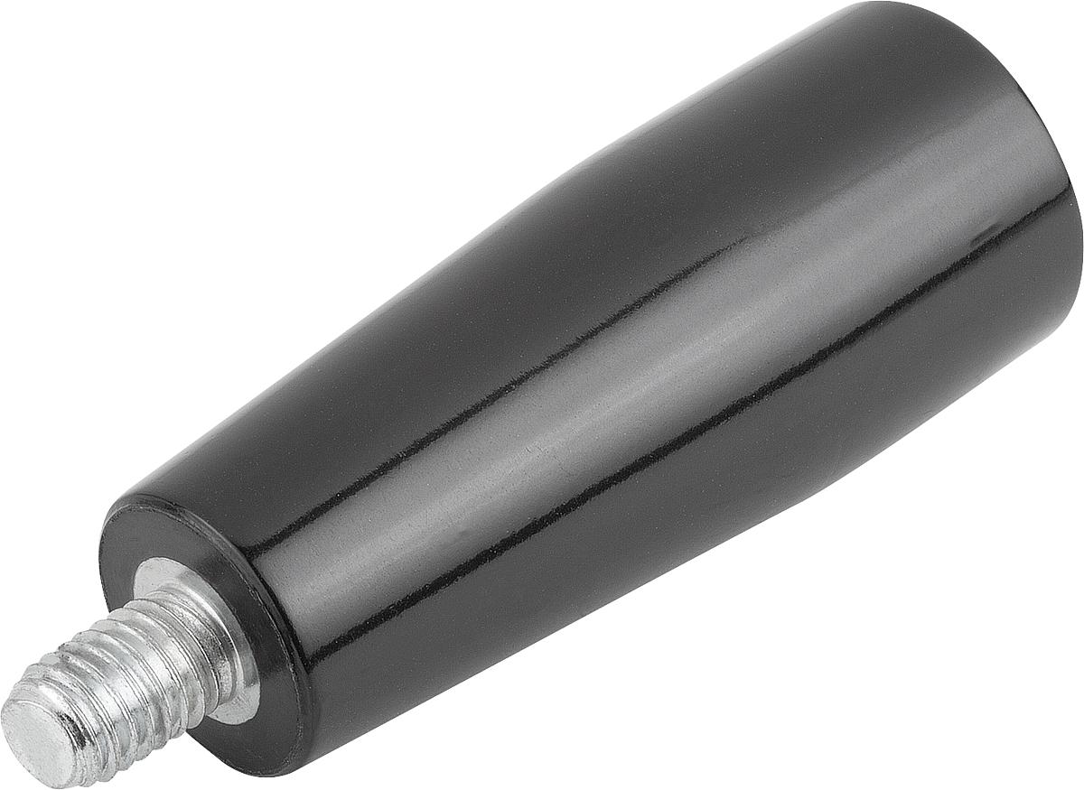 Kipp K0172.308 KONUSGRIFF FESTSTEHEND GR.2 M08X12, D1=23, FORM:F, DUROPLAST SCHWARZ, HOCHGLANZPOLIERT - K0172-308 KONUSGRIFF FESTSTEHEND GR 2 M08X12 -D1 23 -FORM F -DUROPLAST SCHWARZ -HOCHGLANZPOLIERT