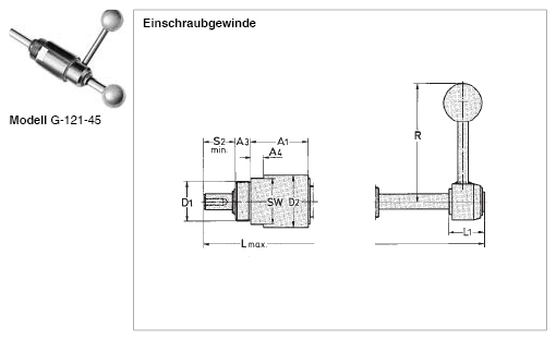 DESTACO G-082-40 Schubstangenspanner RAKO Haltekraft 1500N, Innengewinde M5, Mit Schubstange (Anstellub S= 40mm) - G Schubstangenspanner RAKO