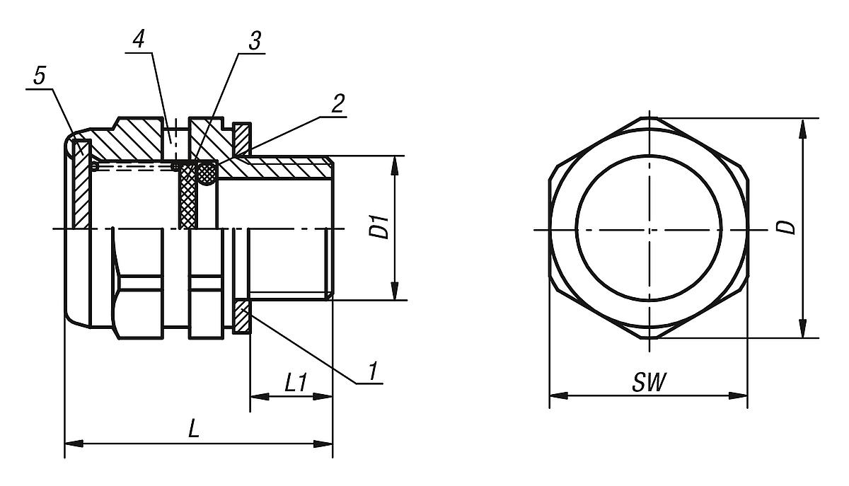Kipp K0461.24038 MESSING ENTLÜFTUNGSSCHRAUBE, D=24,5, D1=G 3/8 - K0461 Messing Entlueftungsschrauben mit Rueckschlagventil - Massblatt