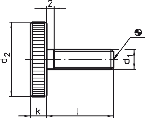 Halder 24770.0100 Flache Rändelschraube DIN 653 M 4 x 25, Stahl - Flache Raendelschrauben Flache Raendelschraube DIN 653 - M 3 x 8 - Stahl Stahl