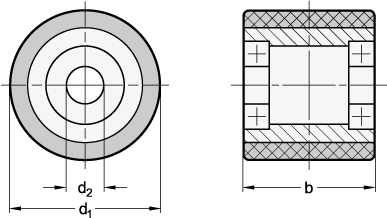 Ganter 22868-80-70-K-A  Gabelhubwagenrollen, Laufbelag Polyurethan, Radkörper Stahl, Raddurchmesser d1: 80, Breite b: 70, Lagerart: K - Kugellager - GN 22868 Gabelhubwagenrollen - Laufbelag Polyurethan - Radkoerper Stahl - Massblatt