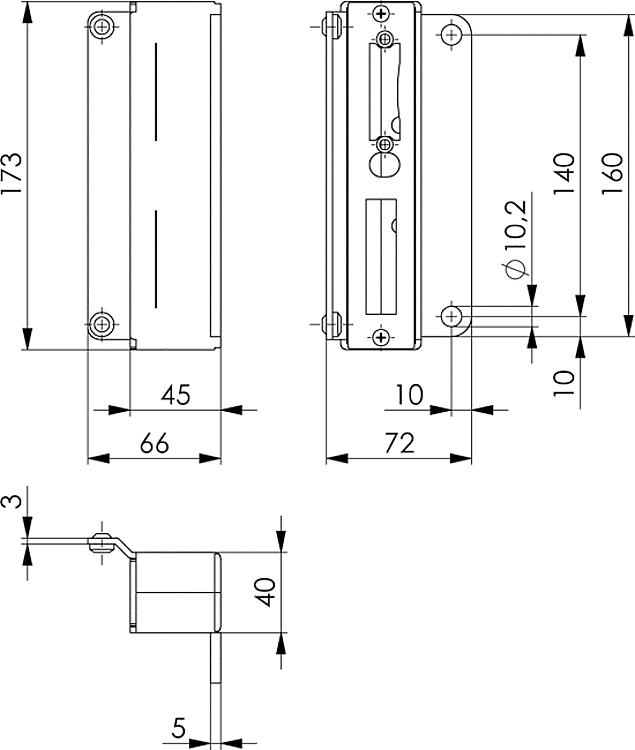 AMF 147A-30+40 Schließkasten, verzinkt, für Kastenbreite: 40 mm - LE 147A Schliesskasten - verzinkt -Skizze