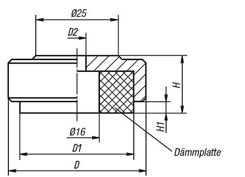 Kipp K0670.036 FUSS MIT DÄMPFUNGSELEMENT ? 36, - KIPP K0670 Fuesse mit Schwingungsdaempfung