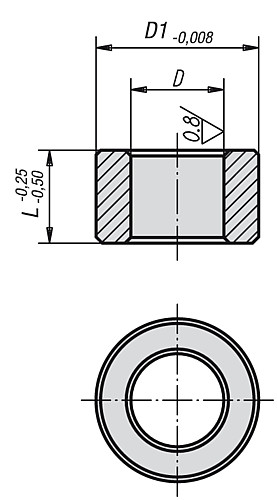 Kipp K0936.225025 ZENTRIERBUCHSE GÜTE II, D=25, L=25 - KIPP K0936 Zentrierbuchsen