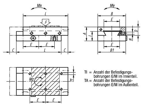 Norelem 21030-100135 SCHWALBENSCHWANZ SCHLITTENFÜHRUNG, B=100, L=135 - Norelem 21030 Schwalbenschwanz Schlittenfuehrungen