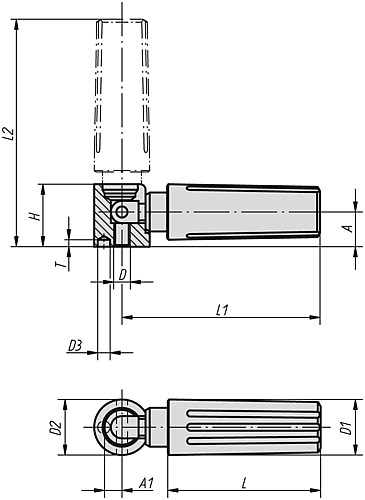 Kipp K0264.104 NOVO.GRIP ZYLINDERGRIFF UMLEGBAR, GR.1  M4 - KIPP K0264 Zylindergriffe umlegbar