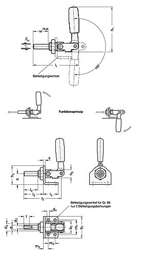 Ganter 843.1-80-ASW-NI EDELSTAHL SCHUBSTANGENSPANNER MIT BEFESTIGUNGSW. - GN 843-1 Schubstangen Spanner - Edelstahl-Abbildung