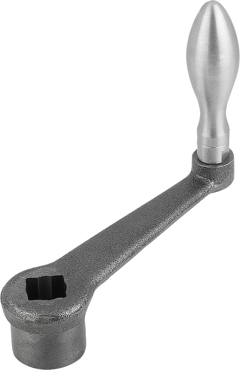 Norelem 06490-208X12 HANDKURBEL, GERADE, FORM D, L1=80, S=12, H=25 - 06490-208X12 HANDKURBEL - GERADE - FORM D - L1 80 - S 12 - H 25