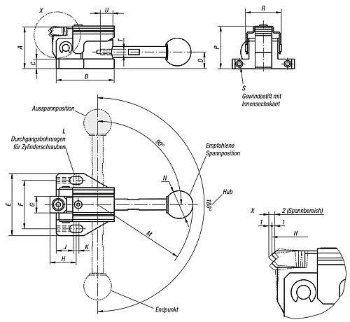Norelem 04565-0500 NIEDERZUGSPANNER OHNE GRIFF - Norelem 04565 Niederzugspanner