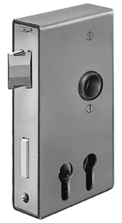 AMF 140D-30ZW Schlosskasten für zwei Profilzylinder, blank, Kastenbreite A: 30 mm, Schließung: PZW, B: 94,0 mm, C: 172 mm - LE 140D Schlosskasten fuer zwei Profilzylinder - blank-Abbildung