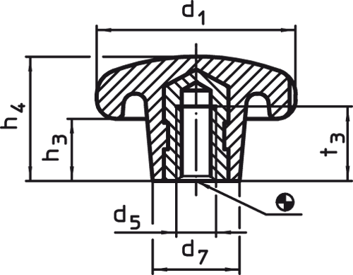 Halder 24670.0263 Sterngriff DIN 6336 aus Kunststoff (PF 31) Ø 63 mit Gewindebuchse, Form K - Sterngriff DIN 6336 aus Kunststoff - Durchmesser 25 - mit Gewindebuchse - Form K mit Gewindebuchse