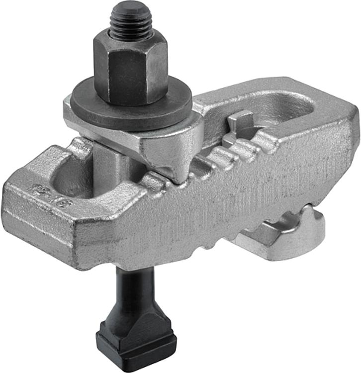 AMF 6312VT-13 "Krokodil" Spannpratze, komplett mit DIN 787, Spannschraube  DIN 787: M10x10x100, Spannkraft max.*: 25 kN, Nut: 10 - LE 6312V Krokodil Spannpratze mit Gegenhalter - verstellbar-Abbildung