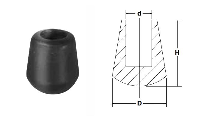 DESTACO 235110 Neopren-Kappe, ballig, passend zu Gewindezapfen M10 oder 3/8 Zoll - DESTACO 122 Neopren-Kappe - ballig - passend zu Gewindezapfen