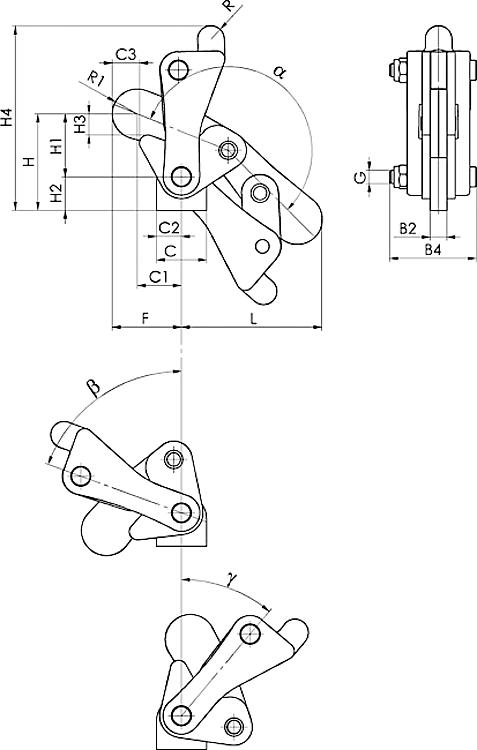 AMF 6809P-10 Modulspanner, Größe : 10, F1: 34,0 kN - LE 6809P Modulspanner -Skizze
