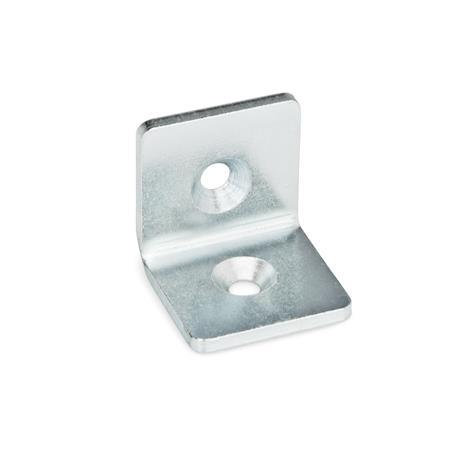 Ganter 967-20-20-L-1-ZB Winkel, Laschen, Stahlblech, für Profilsysteme - GN-967-Winkel-Laschen-Winkel-mit-Bohrung-fuer-Senkschrauben-DIN-7991-ZB-verzinkt-blau-passiviert-Abb