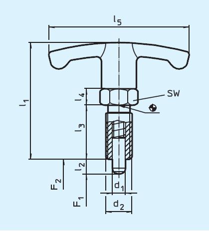 Halder 22110.0822 Rastbolzen kompakt mit Sechskantbund Ø 6 x 9mit T-Griff, Stahl - EH 22110 Rastbolzen kompakt mit Sechskantbund mit T-Griff