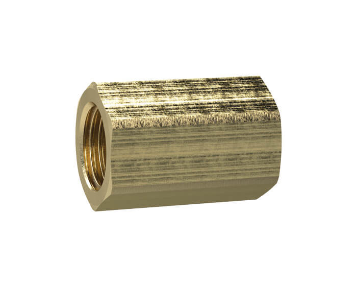 RIEGLER 252.22 Muffe mit Außensechskant, G 1/4, SW 17, Messing, L1= 26 mm - LE71512 MS252MU114 Muffe mit Aussensechskant