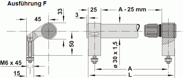 Leschhorn W1-30.F300.S54   spritzwasserdichte Rundrohrgriffe für frontseitiges Anschrauben A 300,  Schenkel schwarz / Rohr schwarz - komplett montiert - Leschhorn W1 spritzwasserdichte Rundrohrgriffe - Ausfuehrung F