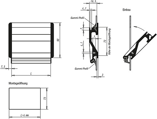Kipp K0238.10011 SCHALENGRIFF FORM A, L=100, SCHWARZ ELOXIERT - KIPP K0238-A Schalengriffe - Form A
